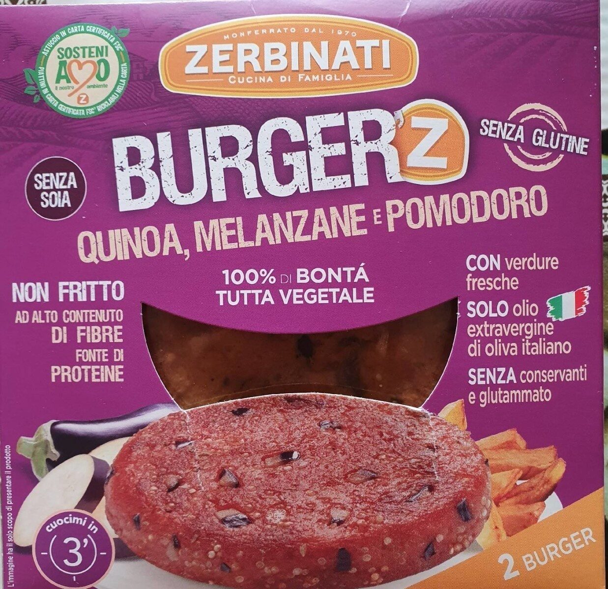 Burger'z quinoa, melanzane e pomodoro - Prodotto