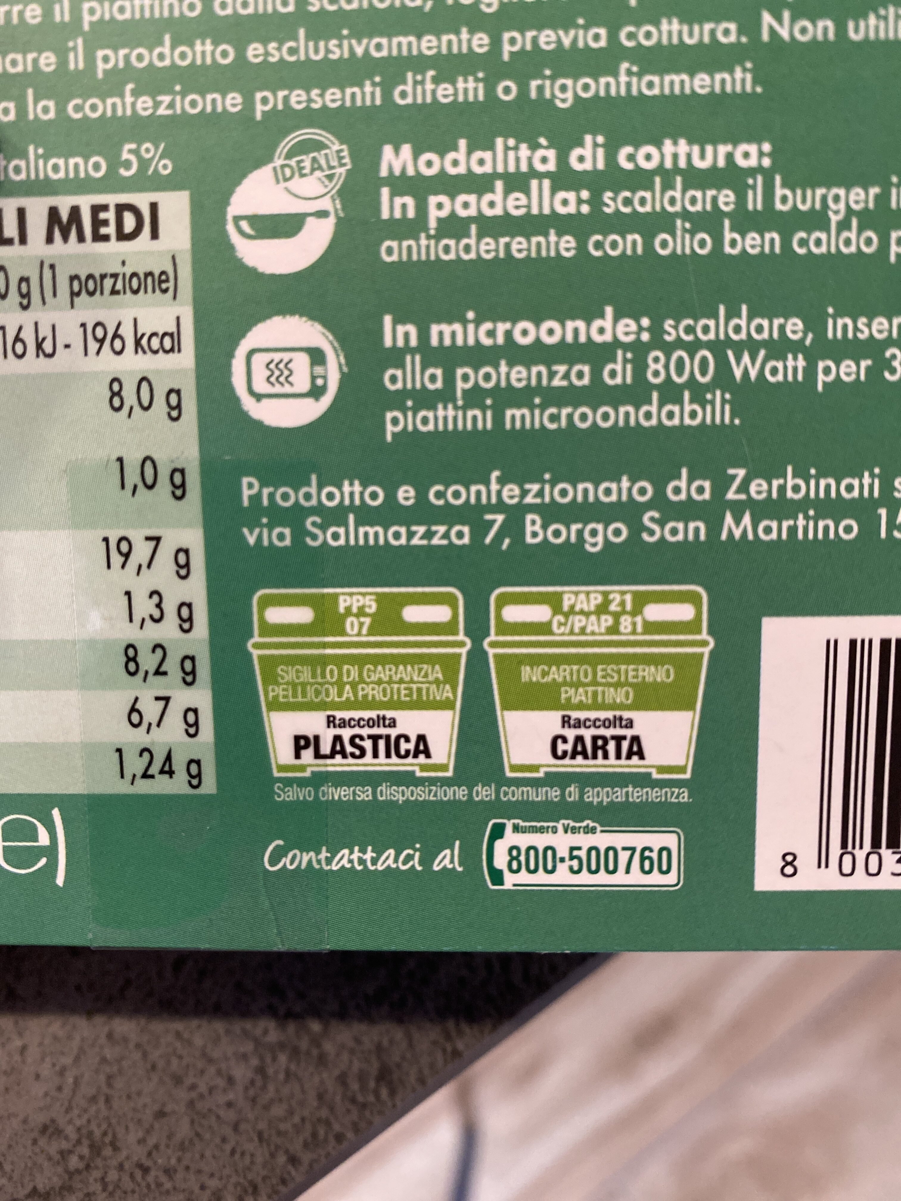 Burger Z - Instrucciones de reciclaje y/o información de embalaje - it