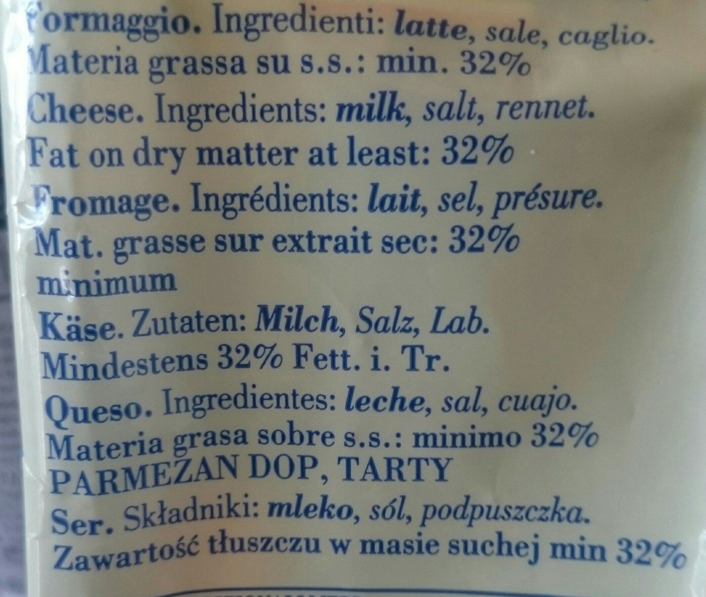 Parmesan - Ingrédients