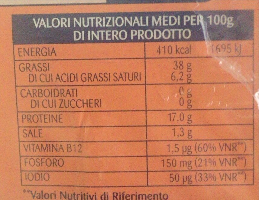 Tonno all’olio d’oliva - Valori nutrizionali