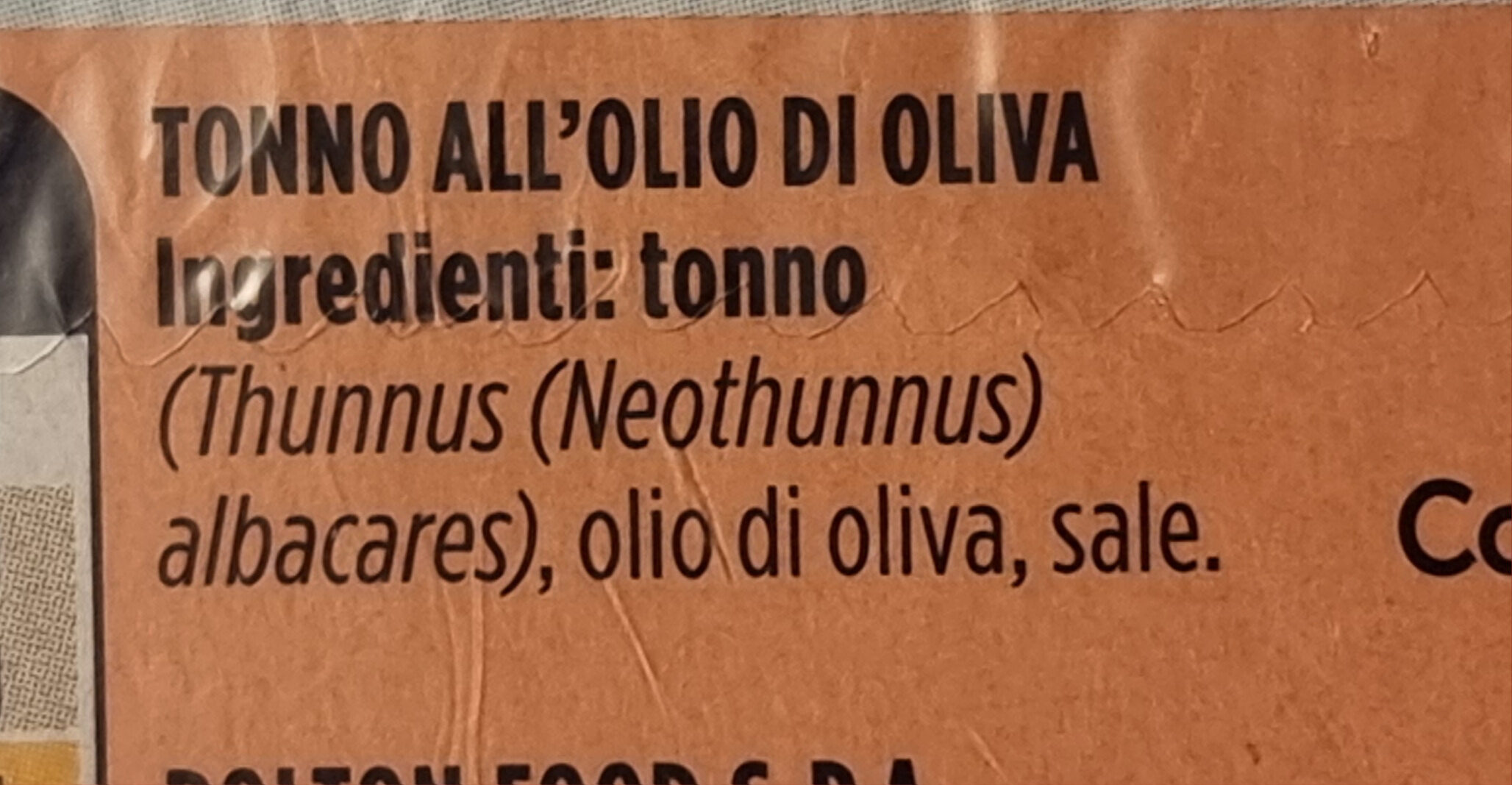 Tonno all'olio d'oliva - Συστατικά - it