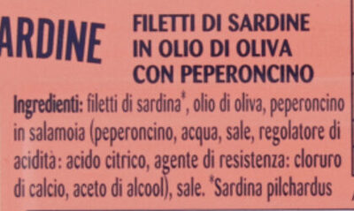 Filetti di sardine in olio d'oliva con peperoncino - Ingredienti