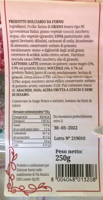 Pesche nocciola cacao - Nutrition facts - it