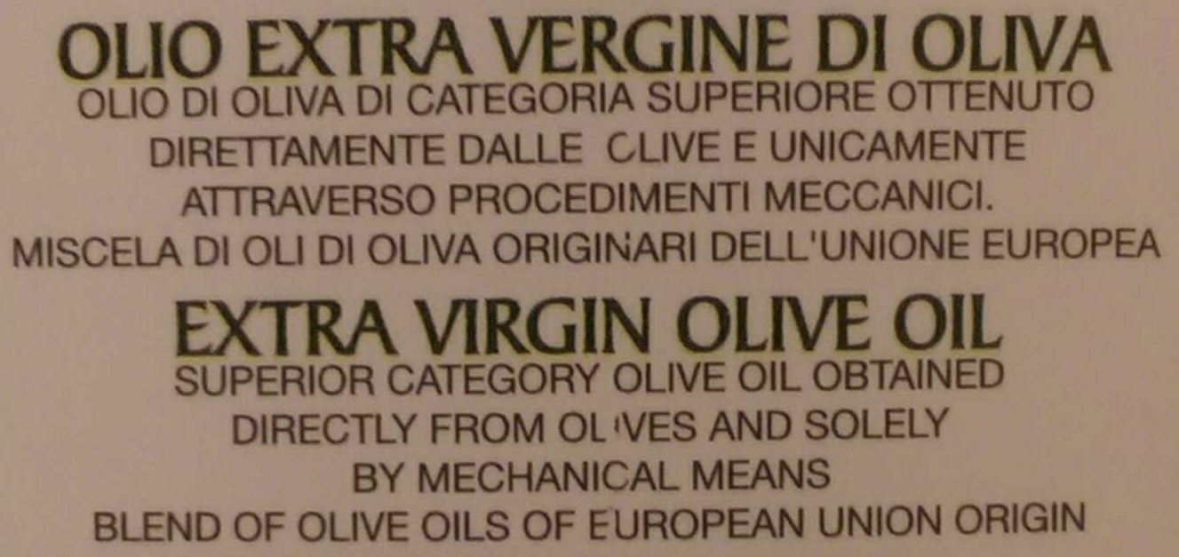 Olio extravergine di oliva - Ingredienti - en