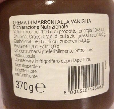 Crema marroni - Valori nutrizionali