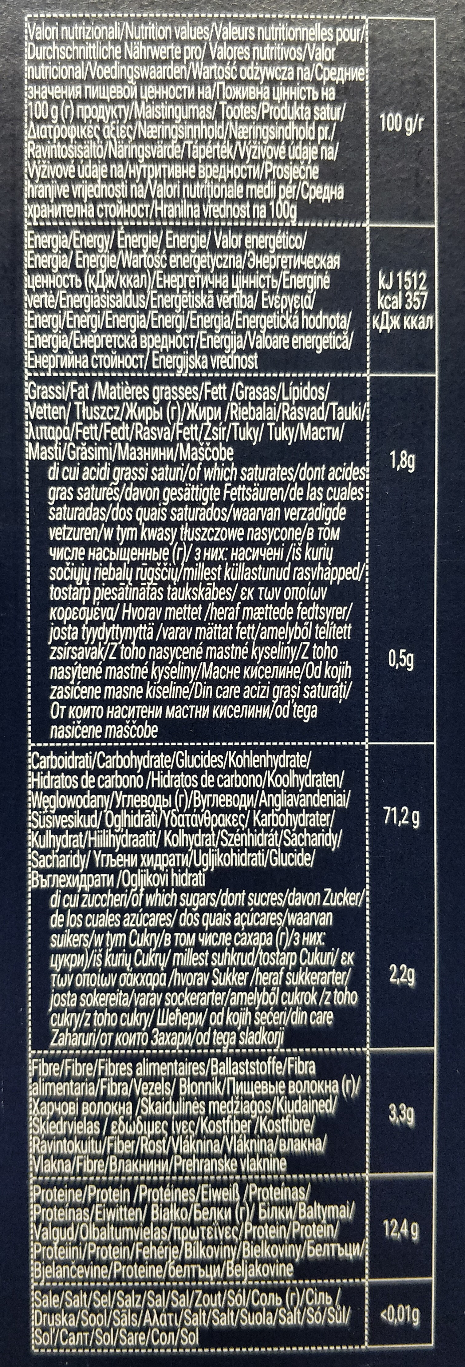 Lasagne Semola N 219 - Informació nutricional - pl