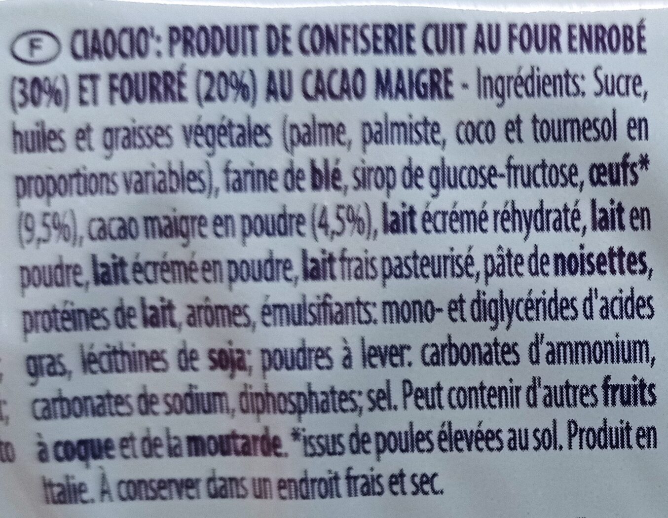 CiaoCiò - Ingredients - fr