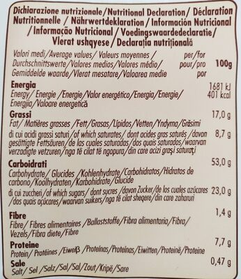 Cornetti Albicocca - Tableau nutritionnel - en