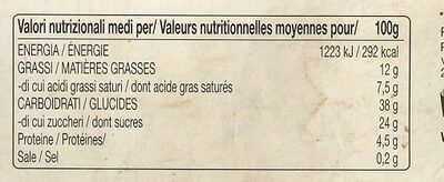 Tiramisu - Valori nutrizionali - fr