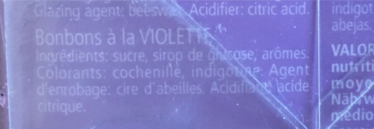 Bonbons a La Violette 180GR - Ingredients - fr