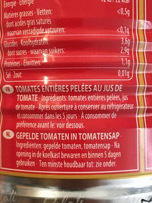 Tomaten geschält ganz - Ingrédients