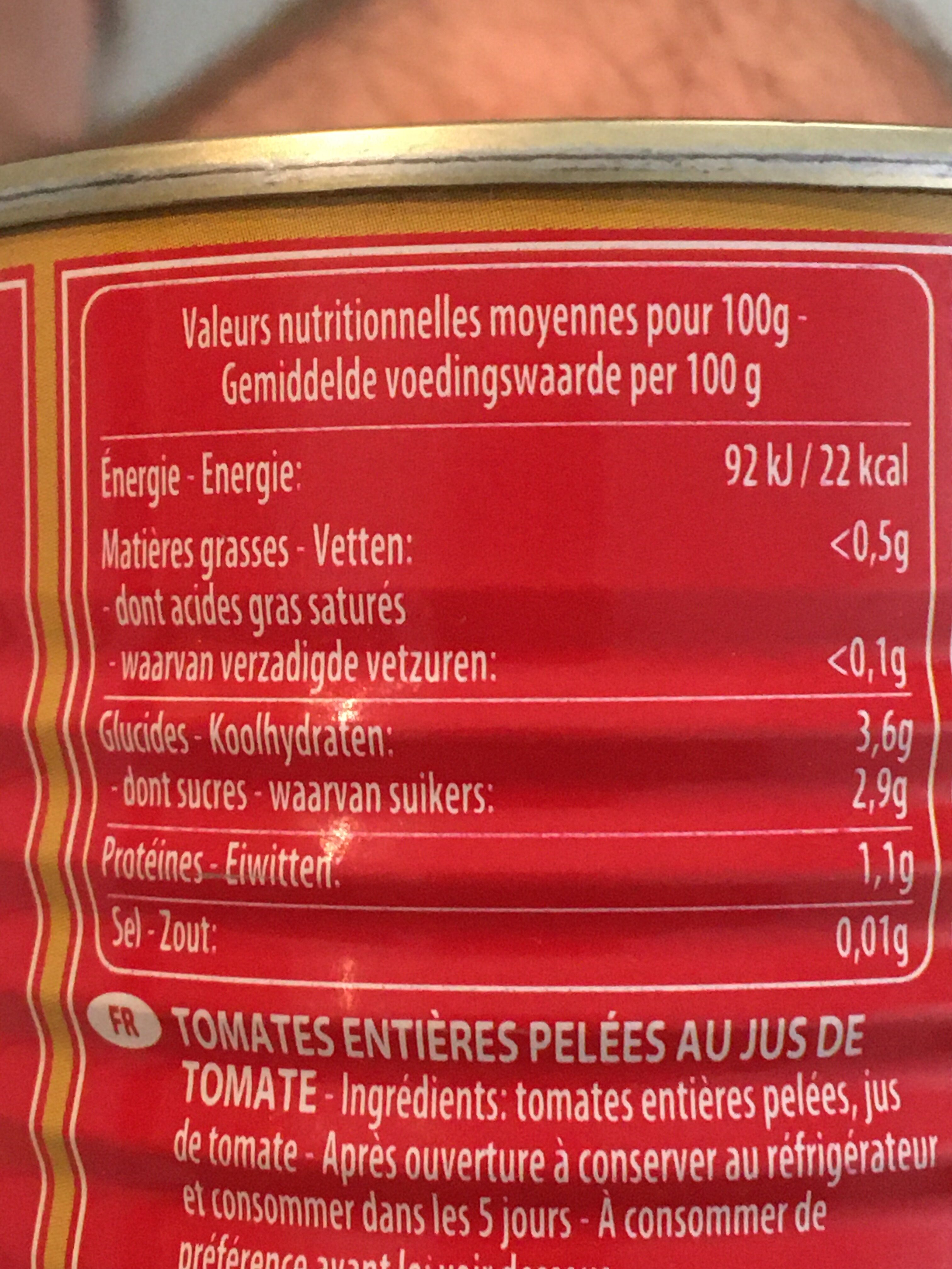 Tomaten geschält ganz - Valori nutrizionali