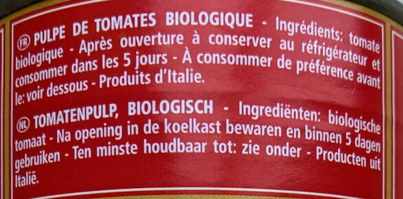 Gestückelte Tomaten Bio - Ingrédients