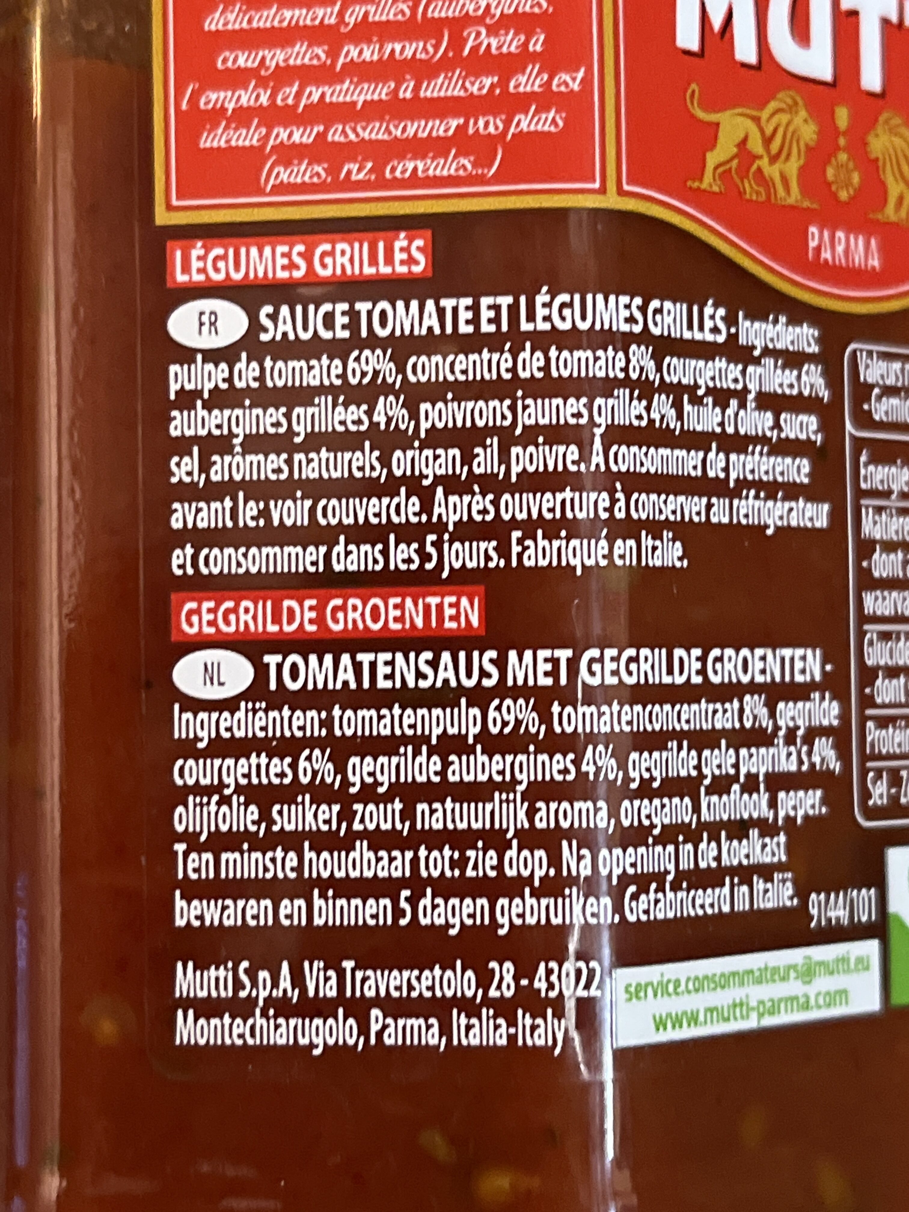 Sauce Tomate et Légumes - Ingrediënten