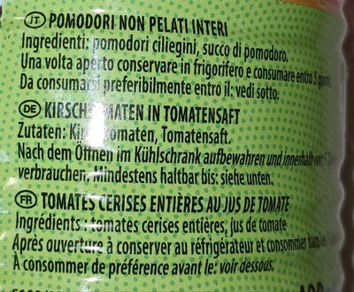 Tomaten (Kirschtomaten) in Tomatensaft - Ingrédients