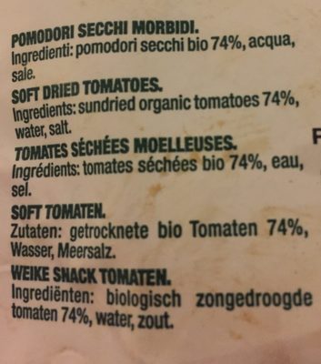 Tomate Seco Blando Bio Bolsa - Ingrédients