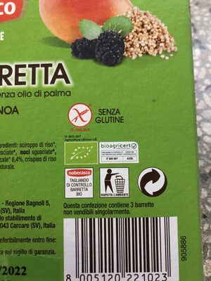 BIO Barretta Mango, quinoa e gelso nero - Istruzioni per il riciclaggio e/o informazioni sull'imballaggio - en