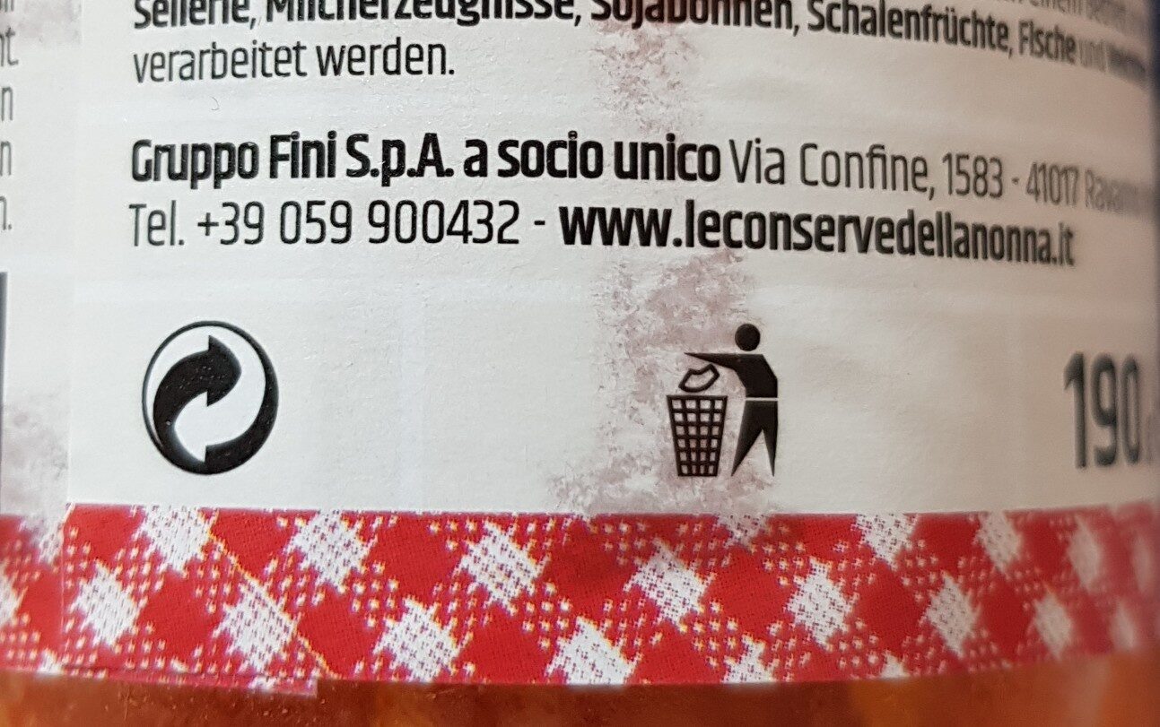 Le Conserve Della Nonne - pesto de peperoni - Instruction de recyclage et/ou informations d'emballage