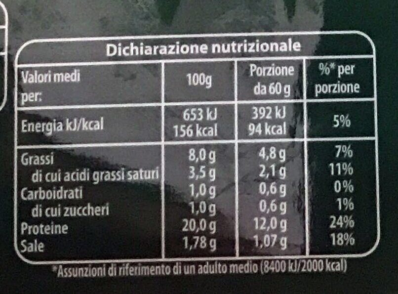 Prosciutto Cotto di Alta Qualità - Nutrition facts - it