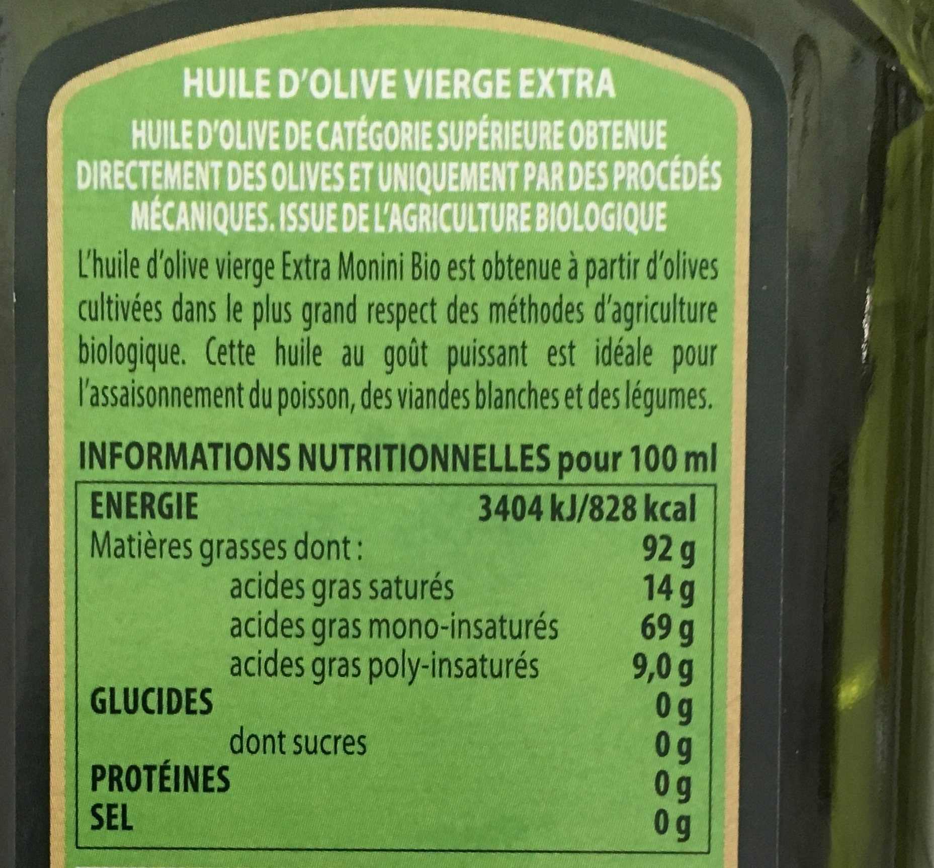 Huile d'olive vierge extra - Ingrédients