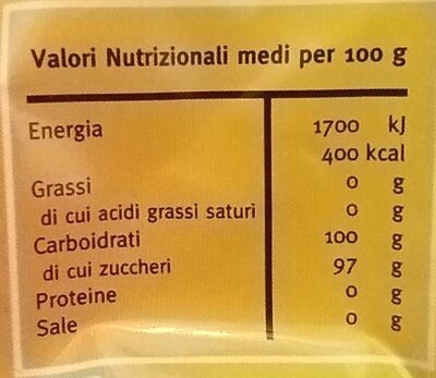 Zucchero a velo vanigliato - Valori nutrizionali
