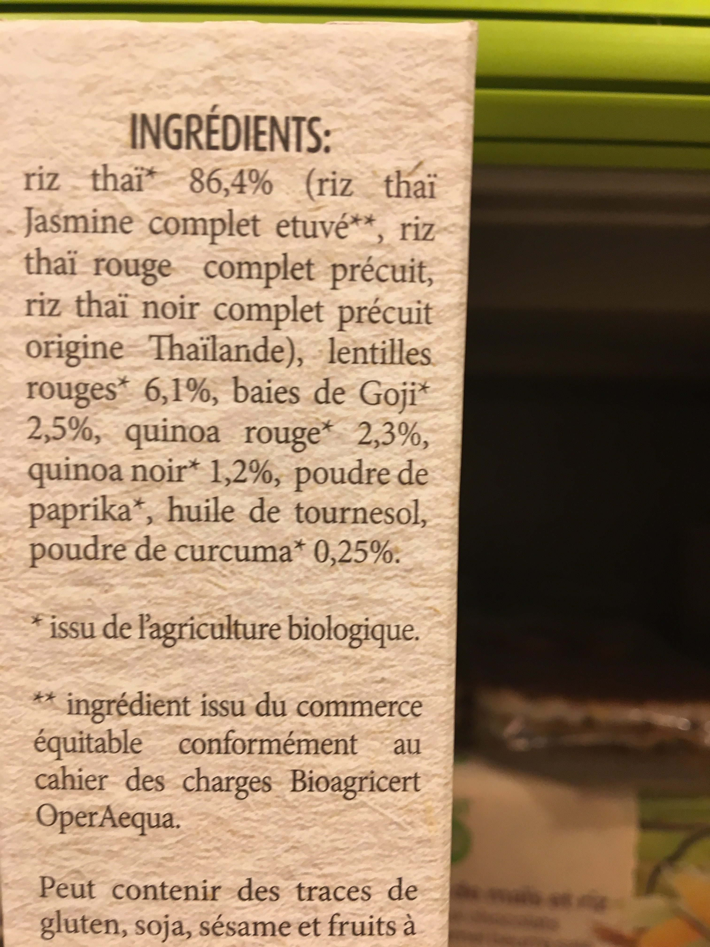 Mélange riz et quinoa bio baies de goji curcuma Geovita - Ingredienti - fr