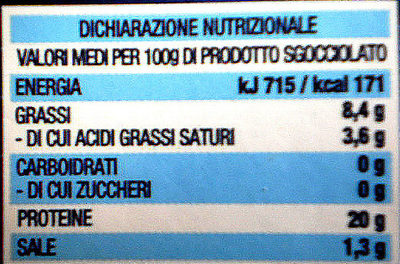 Tranche De Thon à L'huile D'olive - Informació nutricional - en