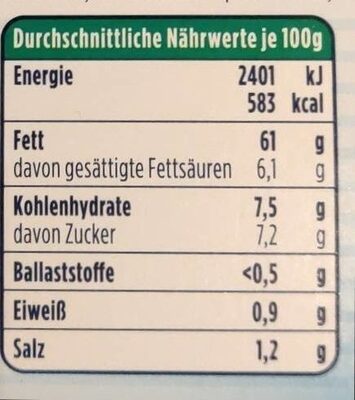 Mayo - Egg free with plant protein - Nährwertangaben