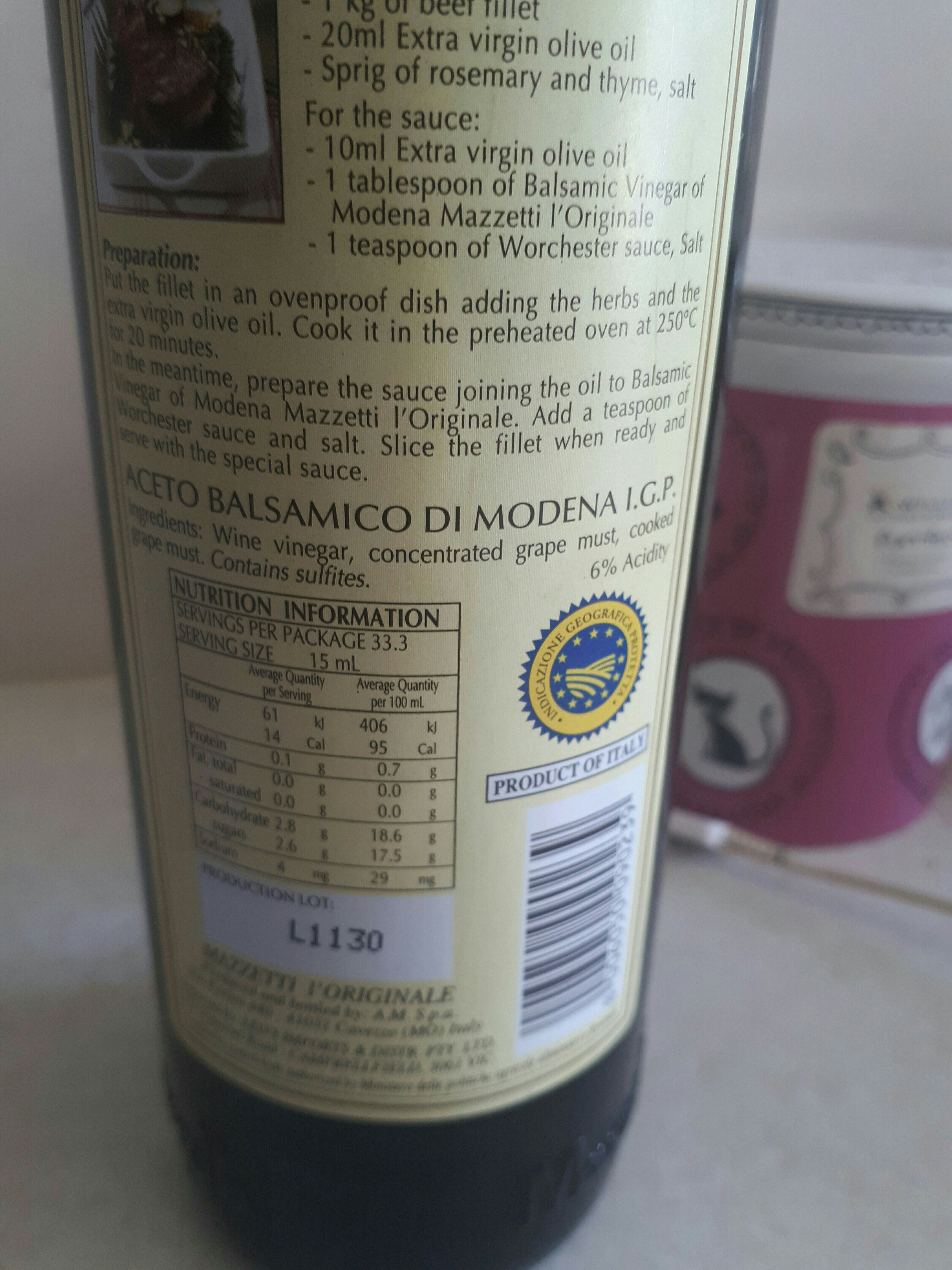 Balsamic Vinegar of Modena (1 Leaf) - Ingredients