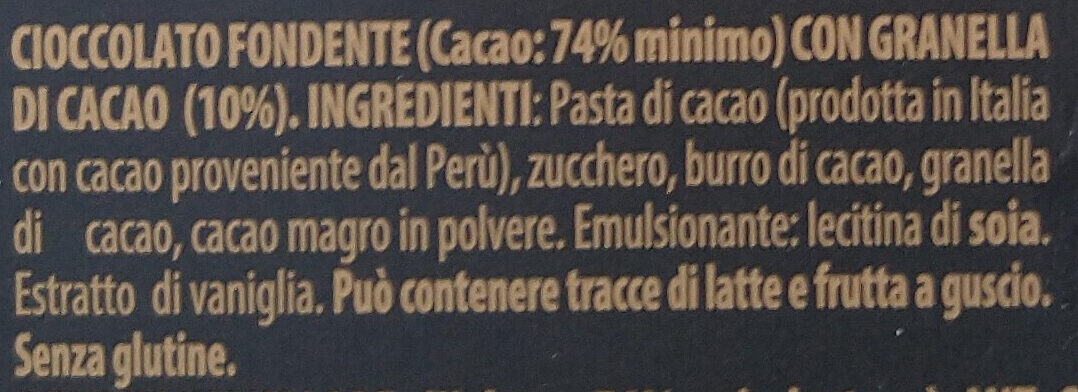 Fondente 74% con granella di cacao - Ingredients - it