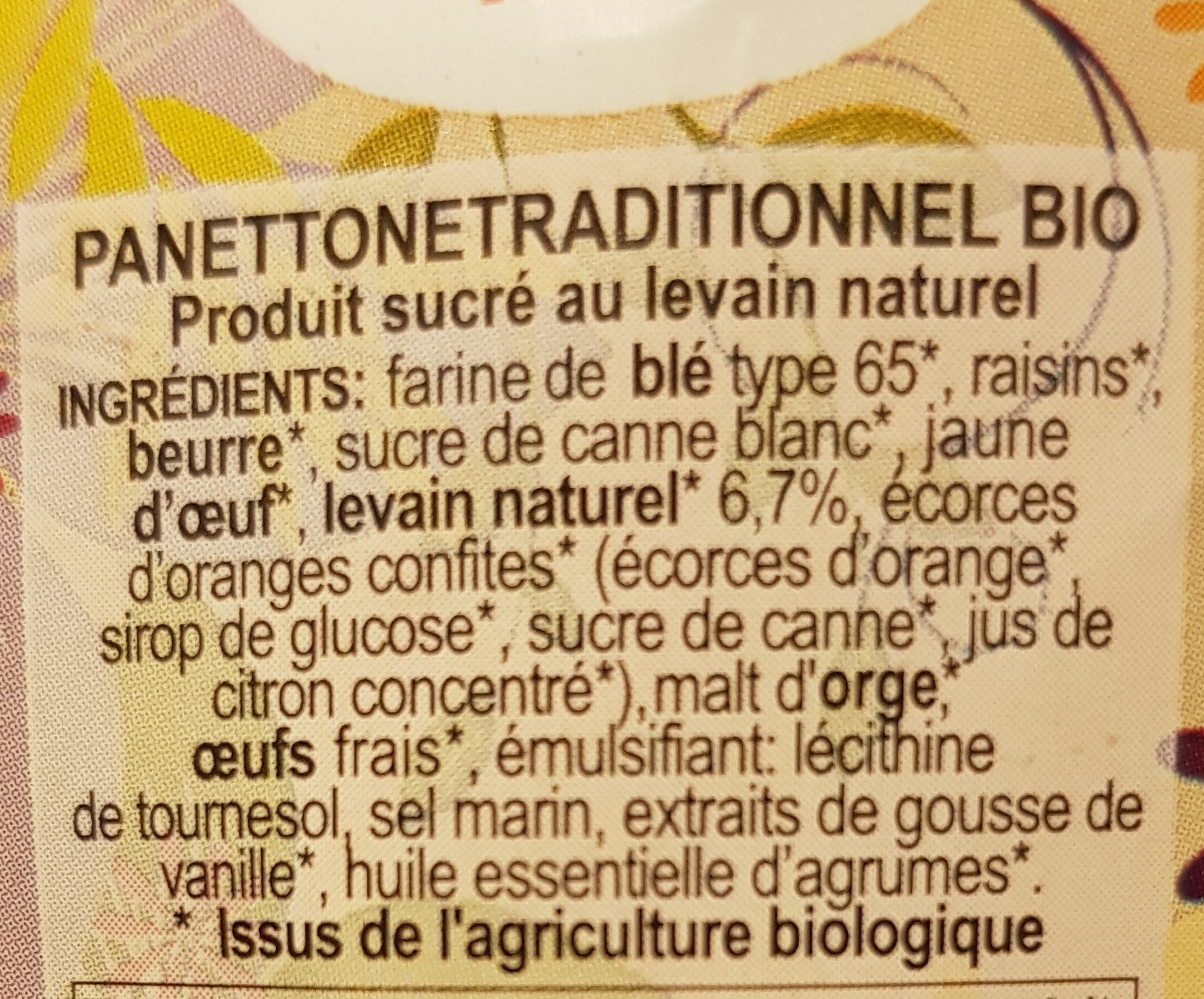 Panettone Traditionnel Bio - Ingredienti - fr
