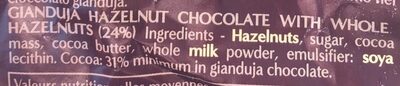 Chocolat Gianduja - Ingredients