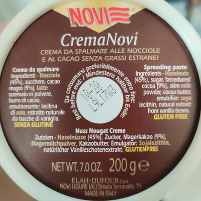 Crema Novi - Ingredientes - it
