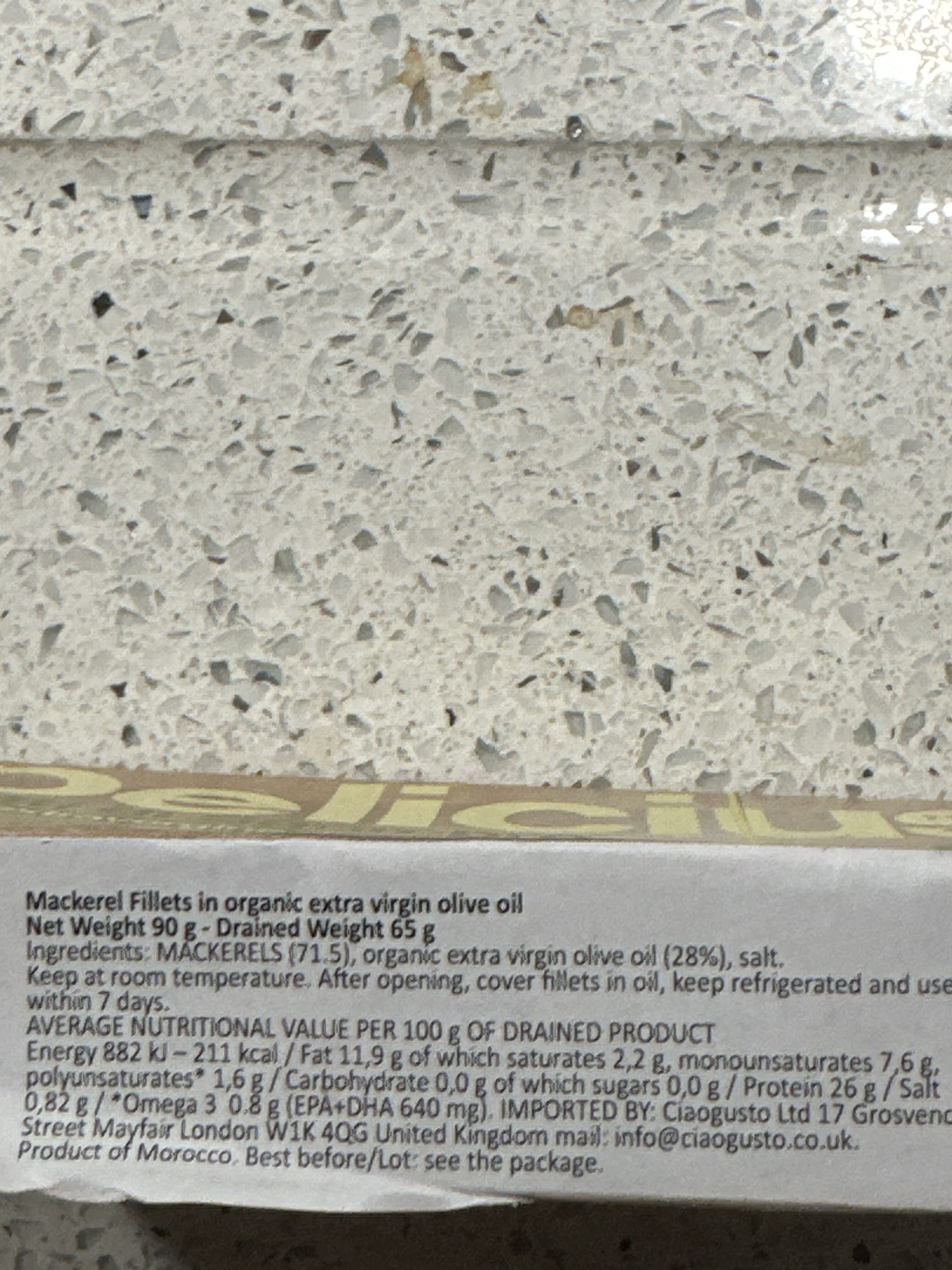 Mackrel fillet in olive oil - Ingredienti - en