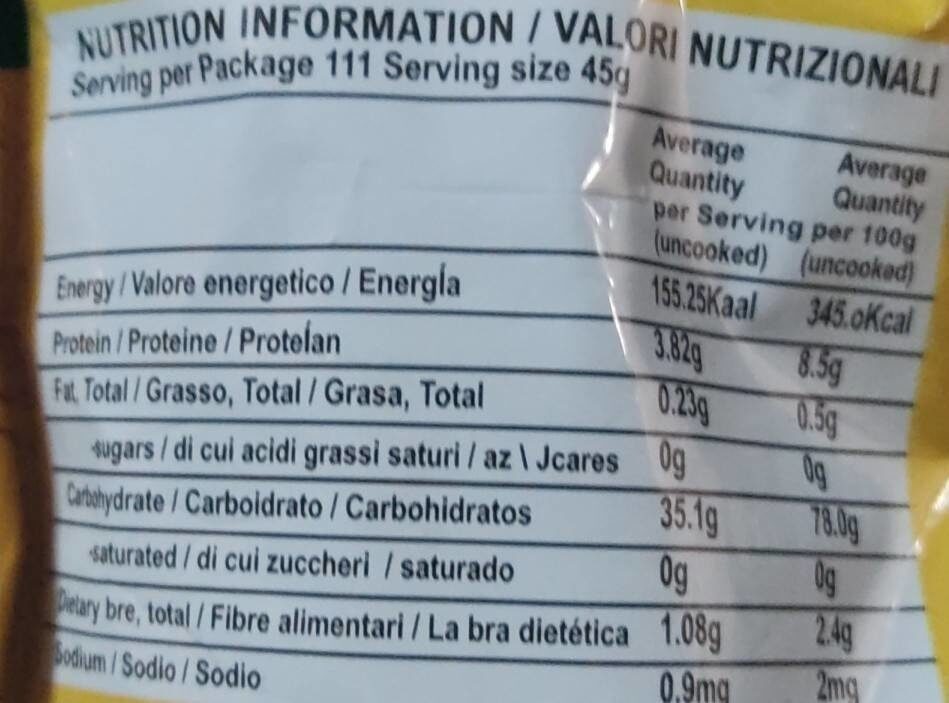 Riso basmati - Nutrition facts - it