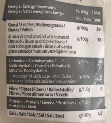 Fromage Grana Padano râpé - Tableau nutritionnel