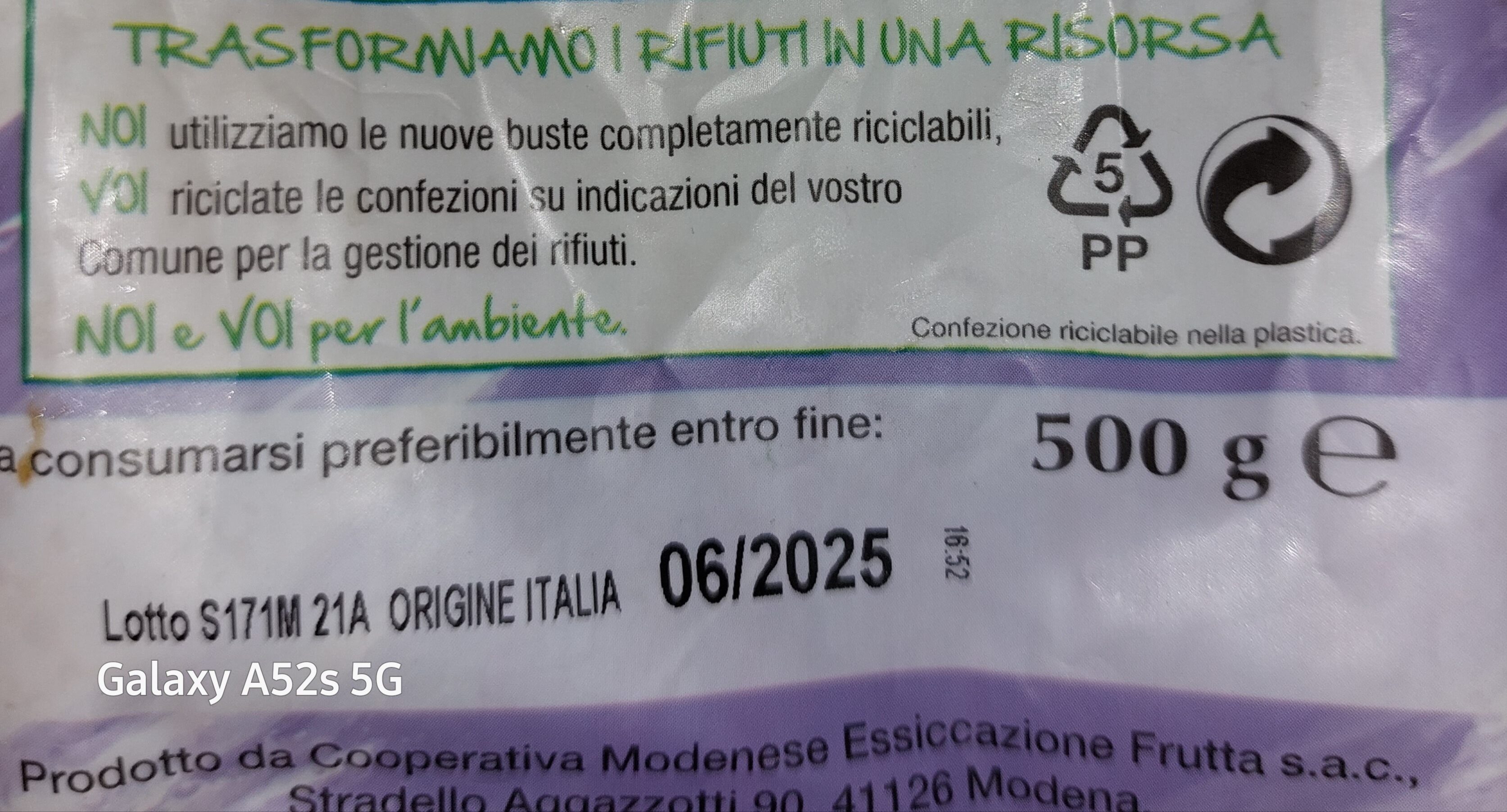 Piccole prugne italiane - Istruzioni per il riciclaggio e/o informazioni sull'imballaggio