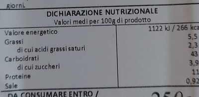 Tortellini al prosciutto crudo - Nutrition facts - it