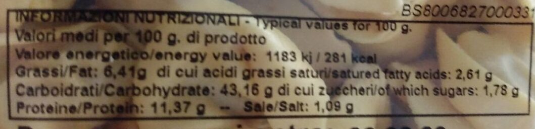 Tortellini freschi al prosciutto crudo - Tableau nutritionnel - it
