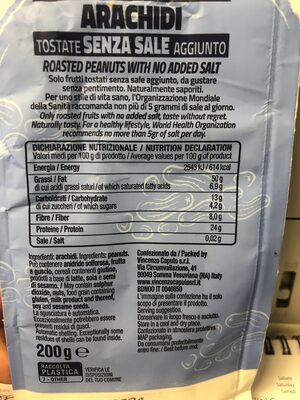 arachidi tostate - Istruzioni per il riciclaggio e/o informazioni sull'imballaggio