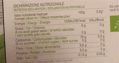 Orzo espresso - Nutrition facts - it
