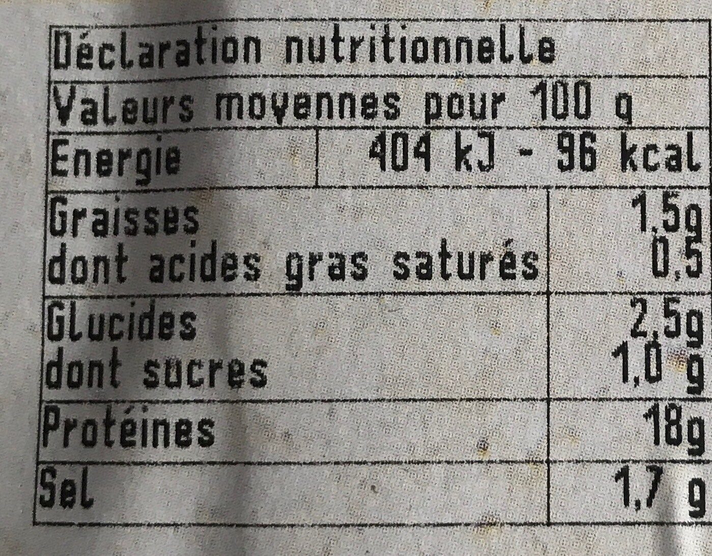 Blanc de poulet roti - Nutrition facts - fr