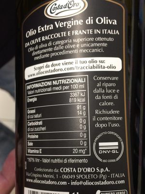 Huile olive - Ingrédients