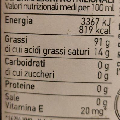 Extra virgin olive oil - Tableau nutritionnel