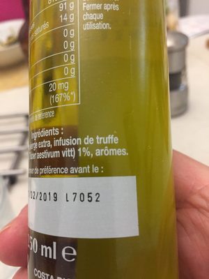 Huile D'olive Aromatisé Truffe Blanche 250ML - Ingrédients