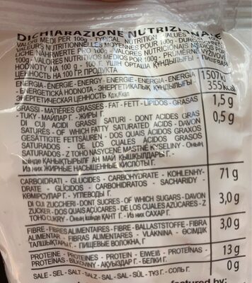 Pates - Nutrition facts - fr