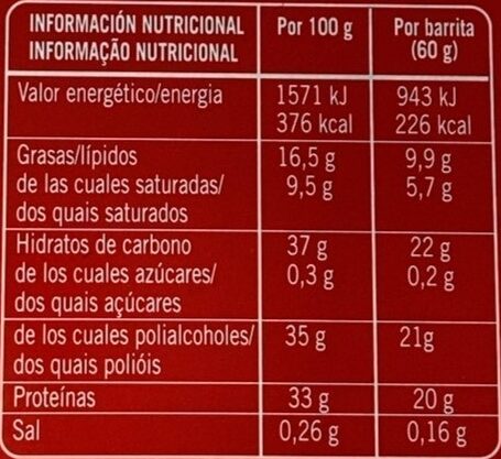 Barrita con proteínas sabor Chocolate Negro - Nutrition facts - es