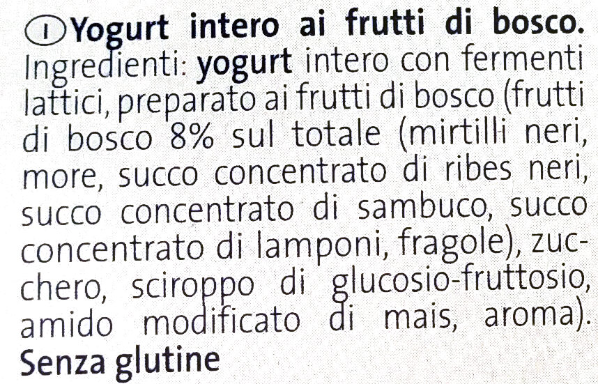 Yogurt intero - 125g x 2 - Gusto frutti di bosco - Ingrediënten - it