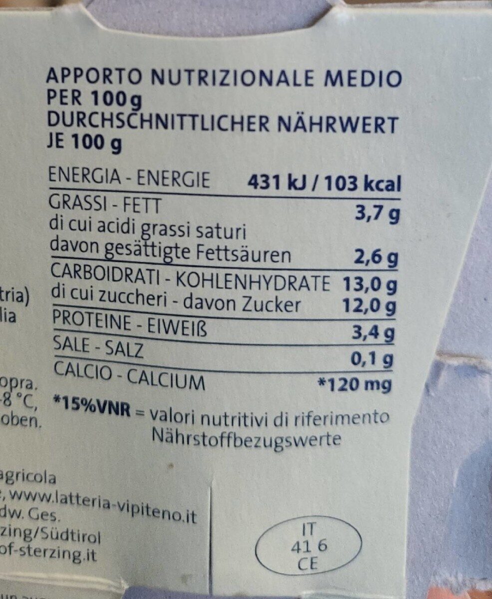 Yogurt intero - 125g x 2 - Gusto nocciola - Información nutricional - it