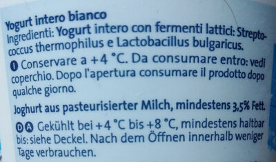 Yogurt intero - 400g - Bianco - Ingredients
